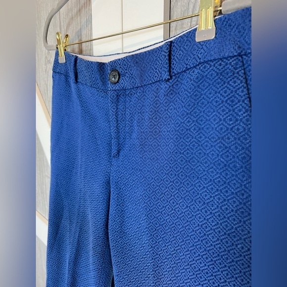 100. Banana Republic CAMDEN-FIT DIAMOND JACQUARD ANKLE PANT Blue 6 - Picture 3 of 10